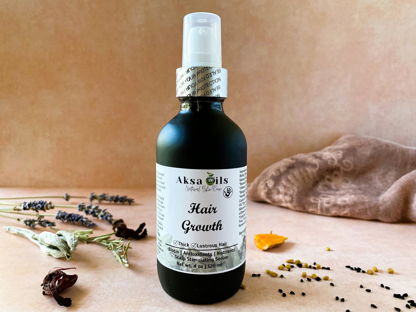 Ayurvedic Hair Growth Oil for Healthier, Stronger & Thicker Hair | Herbal Scalp Stimulant for Hair Lose, Dry and Itchy Scalp, Vegan - AksaOils