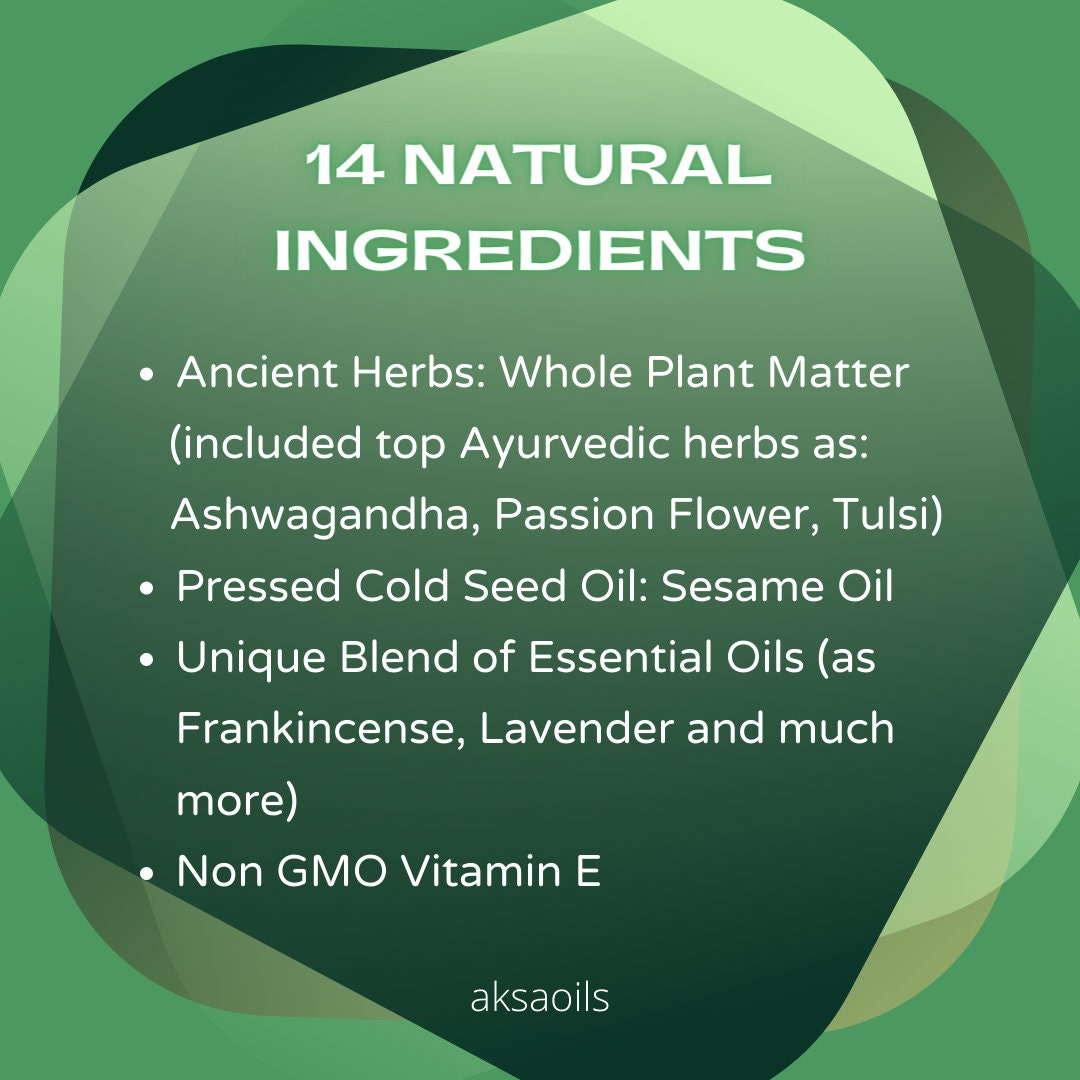 Herbal Stress Reliever, Natural Calming & Grounding, Anxiety Ease, Relaxing Aromatherapy and Ayurveda Gift, Vegan - AksaOils