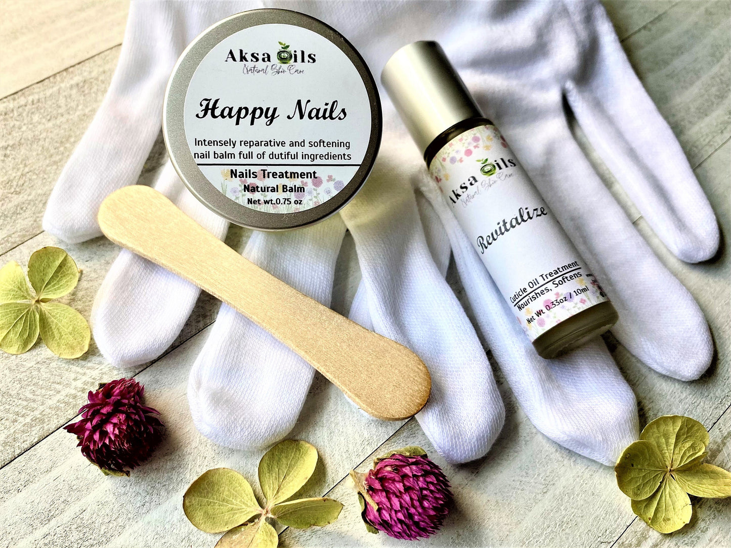 Herbal Nail Kit, Cuticle Oil & Nail Mask for Cracked Nails and Dry Cuticle, Anti Fungal Treatment, Pure Natural Ingredients - AksaOils 
