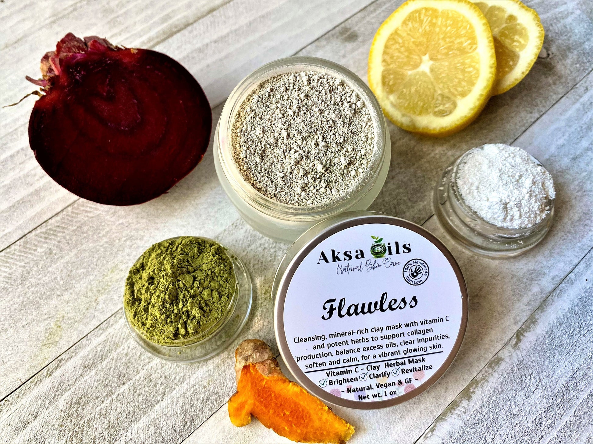 Vitamin C Mask for Skin Brightening, Pore Cleansing & Minimizer, Anti-Aging and Multi Vitamin Herbal Clay Face Mask, All Natural, Vegan - AksaOils 