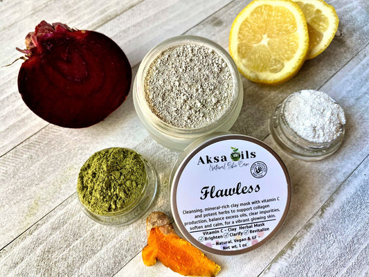 Vitamin C Mask for Skin Brightening, Pore Cleansing & Minimizer, Anti-Aging and Multi Vitamin Herbal Clay Face Mask, All Natural, Vegan - AksaOils 