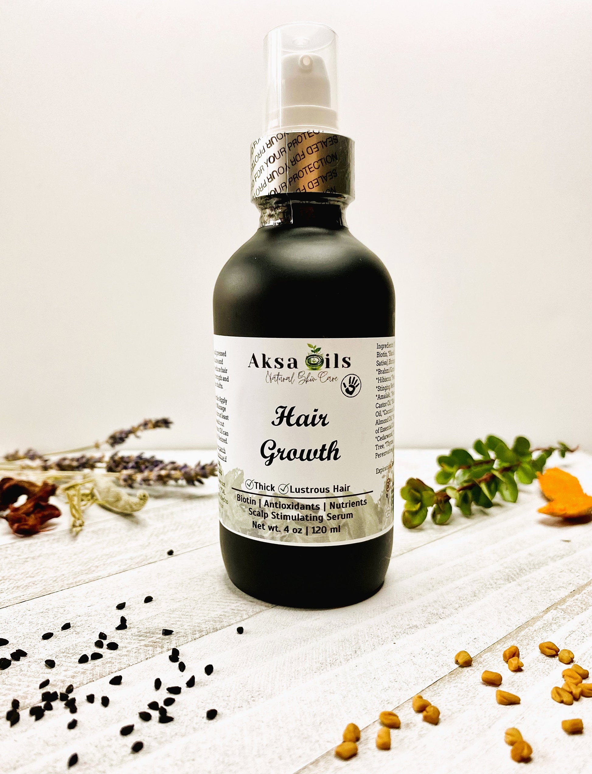 Ayurvedic Hair Growth Oil for Healthier, Stronger & Thicker Hair | Herbal Scalp Stimulant for Hair Lose, Dry and Itchy Scalp, Vegan - AksaOils 