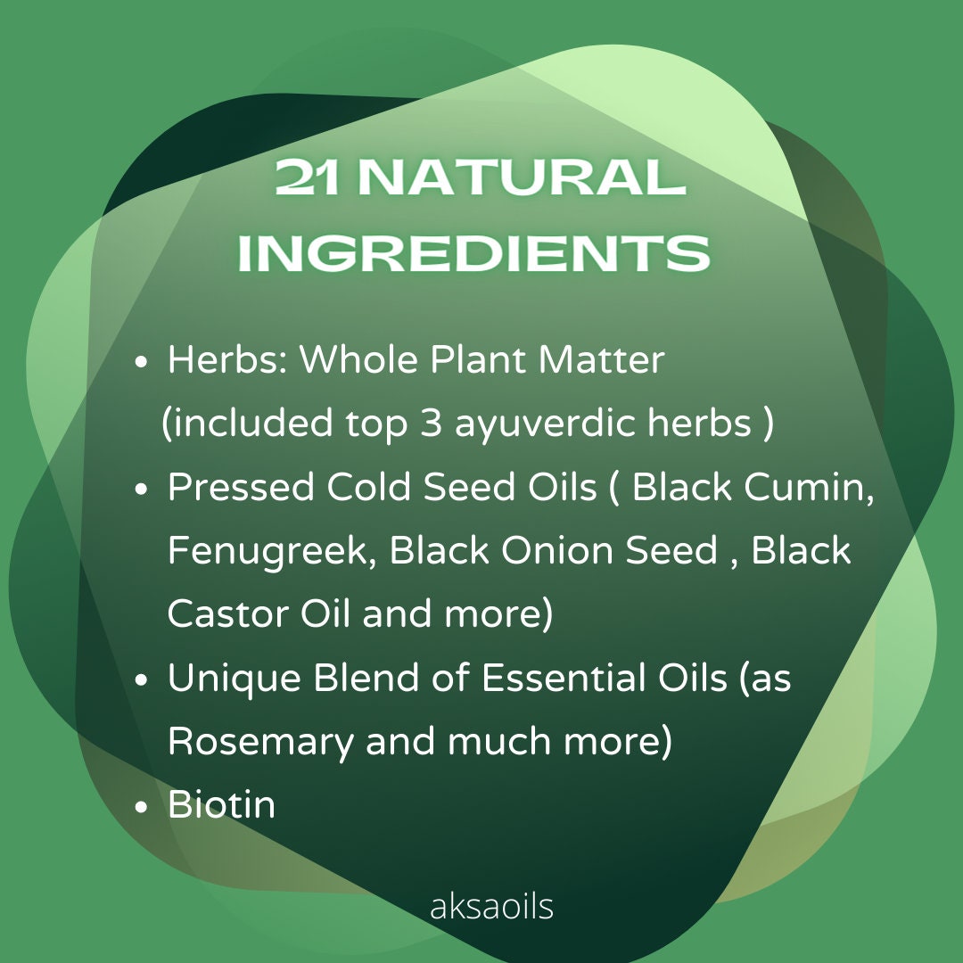 Ayurvedic Hair Growth Oil for Healthier, Stronger & Thicker Hair | Herbal Scalp Stimulant for Hair Lose, Dry and Itchy Scalp, Vegan - AksaOils 