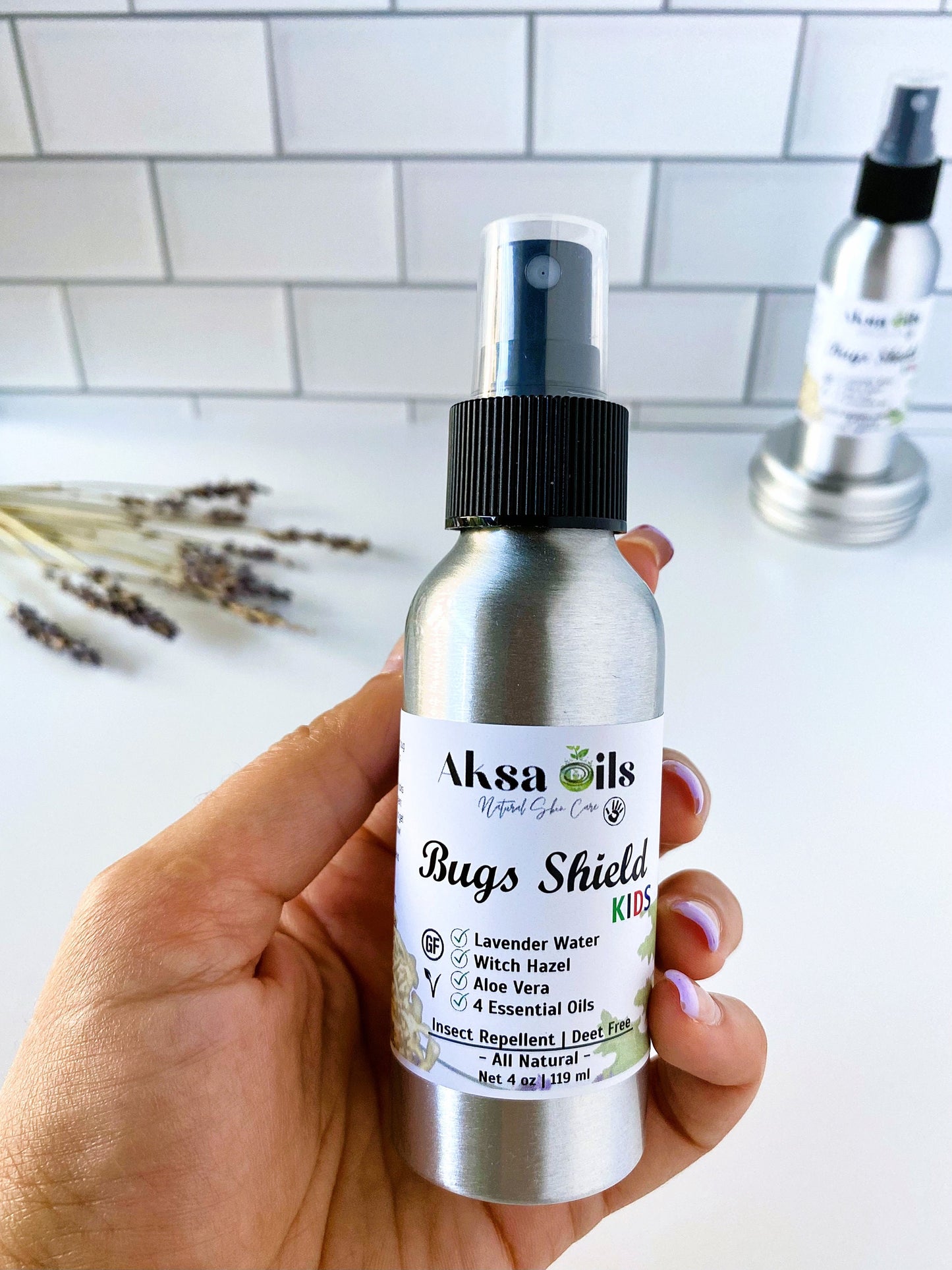 Kids Herbal Insect Repellent, Toddler DEET Free Bug Spray, Mosquitoes, Ticks and more, All Natural & Organic, Non Toxic, Allergies Friendly - AksaOils 
