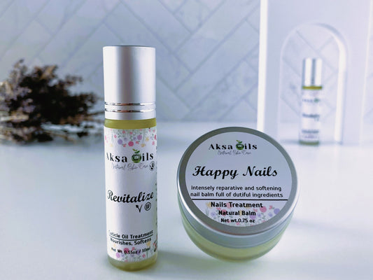 Herbal Nail Kit, Cuticle Oil & Nail Mask for Cracked Nails and Dry Cuticle, Anti Fungal Treatment, Pure Natural Ingredients - AksaOils 